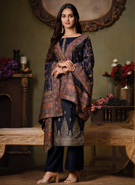Navy Blue Colour Latest Exclusive Wear Jacquard silk with Swarovski work Salwar Suit Collection 4721